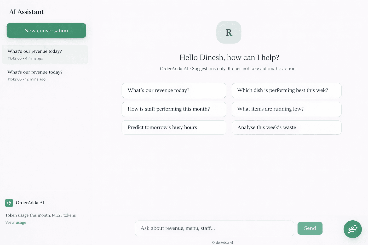 OrderAdda — owner analytics and live outlet performance